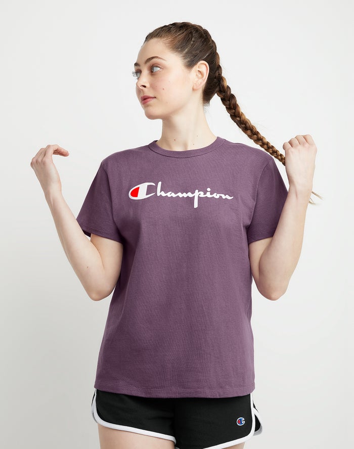 Champion Dame T-Shirts Lilla - Heritage - Danmark UPH-162547